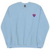 Bisexual Flag Embroidered Heart Sweater: Celebratory LGBTQ+ Pride Design